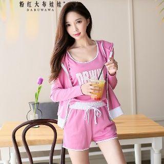 Set: Hooded Pullover + Camisole + Shorts