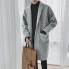 Stand-collar Button Long Coat