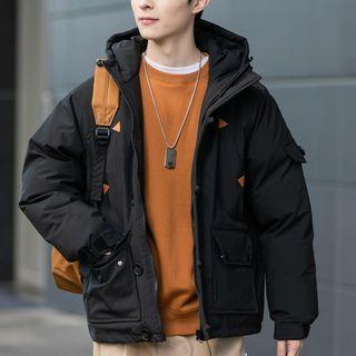 Triangle Print Hooded Padded Jacket