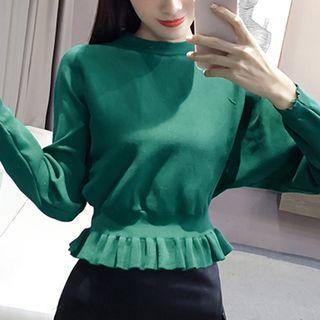 Frill Hem Long Sleeve Knit Top
