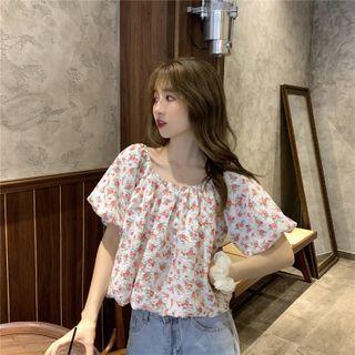 Square Neck Floral Print Cropped Top