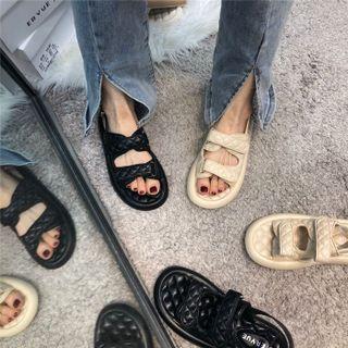 Quilted Adhesive Strap Slingback Sandals