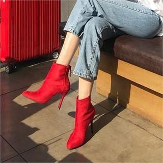 Pin-heel Faux-suede Booties