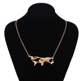 World Map Pendant Necklace Gold - One Size