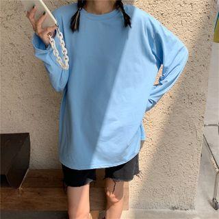 Plain Long-sleeve Loose-fit T-shirt - 6 Colors