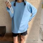 Plain Long-sleeve Loose-fit T-shirt - 6 Colors