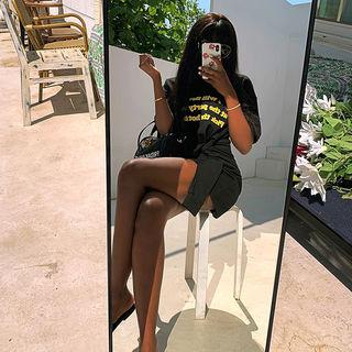 Letter Print Tie-waist T-shirt Dress