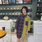 Contrast Plaid Long Shirt