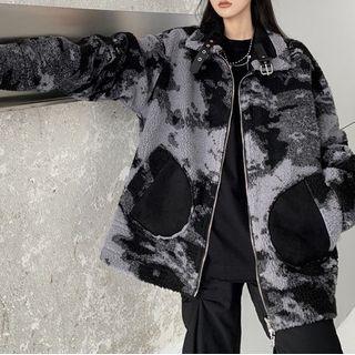 Reversible Camouflage Print Fleece Zip Jacket