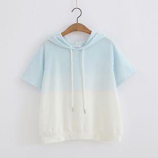 Gradient Short-sleeve Hooded T-shirt
