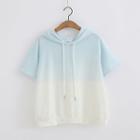 Gradient Short-sleeve Hooded T-shirt