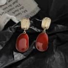 925 Sterling Silver Gemstone Dangle Earring 1300 - 1 Pair - Earrings - Red - One Size