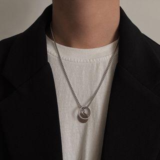 Disc & Hoop Alloy Pendant Necklace Silver - One Size