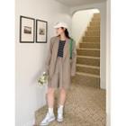Plus Size Single-button Loose-fit Blazer
