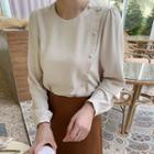 Round-neck Button-trim Blouse