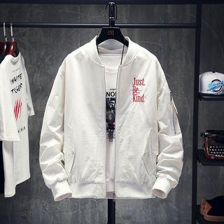 Applique Letter Embroidered Bomber Jacket