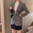 Notch Lapel Lace-up Jacket As Shown In Figure - One Size