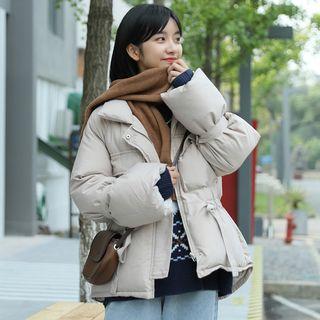 Drawstring Padded Coat Almond - One Size