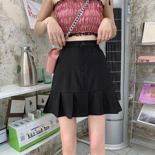 High Waist Pleated Mini Mermaid Skirt