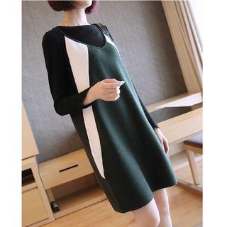 Strappy Color Block Knit Dress