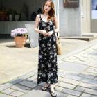 Set: Sleeveless Floral Print Top + Wide-leg Pants