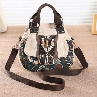 Flower Print Top Handle Crossbody Bag Light Yellow - One Size