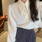 Puff-sleeve Blouse Off White - One Size