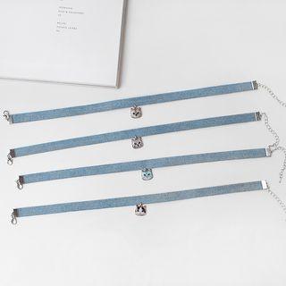 Cat Pendant Denim Choker