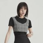 Button-down Plaid Cropped Vest