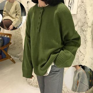 Half Placket Boxy Sweater