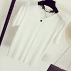 Lace Necklace-insert Short-sleeve Knitted Top