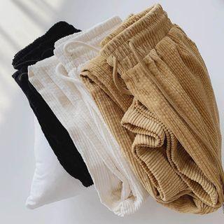 Drawstring Corduroy Straight Leg Pants