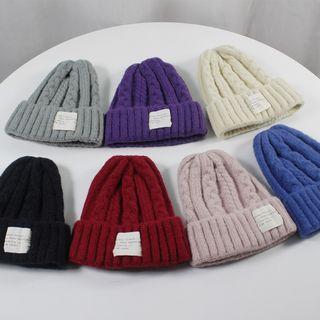 Patched Cable-knit Beanie