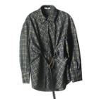 Plaid Mini A-line Shirtdress Plaid - Blue & Green - One Size