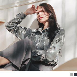 Floral Print Corduroy Long Sleeve Shirt