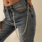 Faux Pearl Layered Jeans Chain Silver - One Size