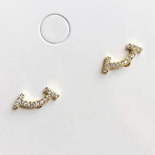 Rhinestone Stud Earring 1 Pair - Gold - One Size