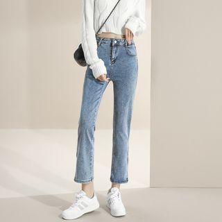 Side-slit Cropped Bootcut Jeans