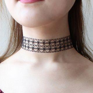 Fishnet Choker Light Gray - One Size