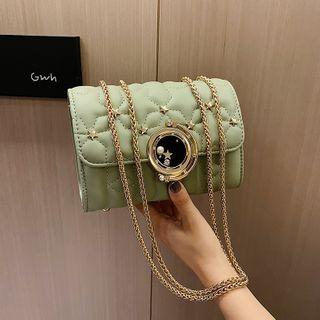 Star Applique Quilted Faux Leather Crossbody Bag