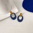 Two-tone Hoop Earring 1 Pair - Blue - One Size