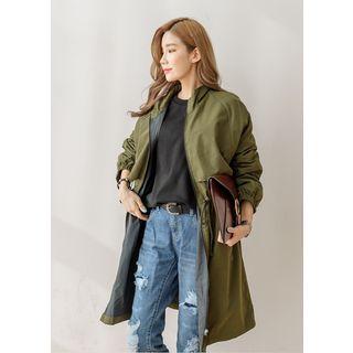 Funnel-neck Zip-up Long Parka