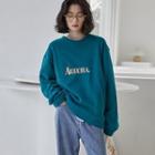 Lettering Sweatshirt Aqua Blue - One Size