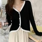 Long-sleeve V-neck Striped Loose Fit Cardigan