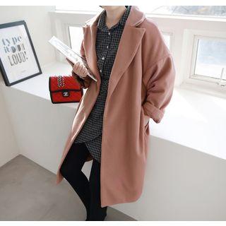 Notched-lapel Open-front Oversized Coat