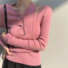 Long-sleeve Mock-two Piece Top