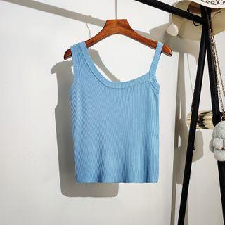 Plain Asymmetrical Knit Tank Top