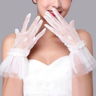 Wedding Lace Gloves White - One Size