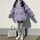 Padded Hooded Zip-up Jacket Purple - One Size