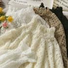 Mock-neck Bubble-sleeve Lace Top